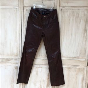 Brown Leather Boot Cut Pants